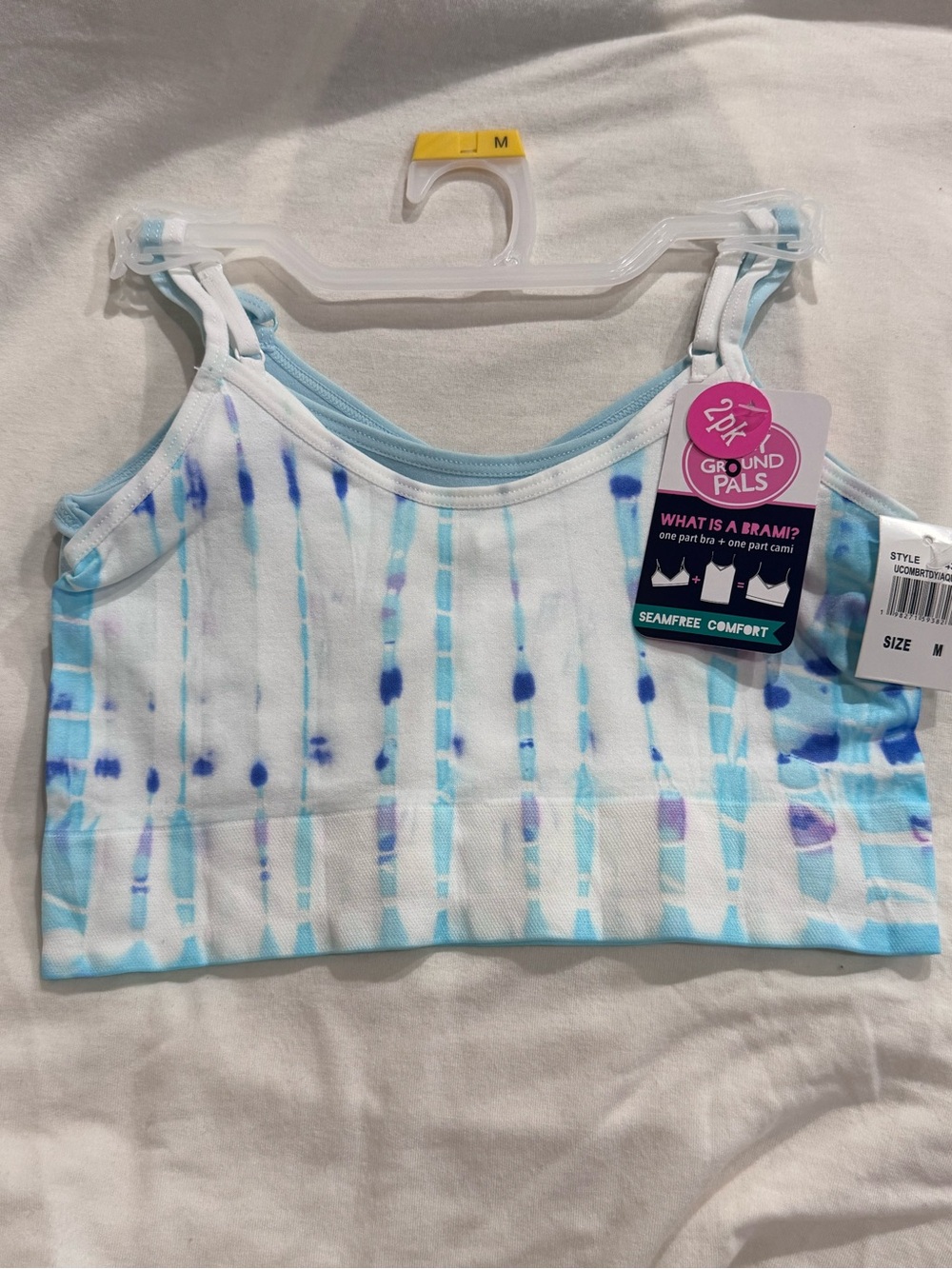 Playground Pals 2 Pack Brami Bra/Cami Set - Blue/White, M
